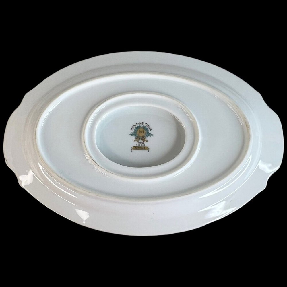 Vintage Noritake China Serena Gravy Boat With Attached Underplate Dish Floral - Picture 7 of 7